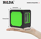 Лазерний рівень HILDA green (1H+1V), робота від акумулятора, 2 зелені лінії, фото 2