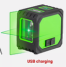 Лазерний рівень HILDA green (1H+1V), робота від акумулятора, 2 зелені лінії, фото 3