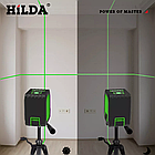 Лазерний рівень HILDA green (1H+1V), робота від акумулятора, 2 зелені лінії, фото 4