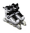 Розсувні дитячі роликові ковзани, що світяться, білі Scale Sports White LF 905, розмір 29-33, фото 3