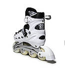 Розсувні дитячі роликові ковзани, що світяться, білі Scale Sports White LF 905, розмір 29-33, фото 4