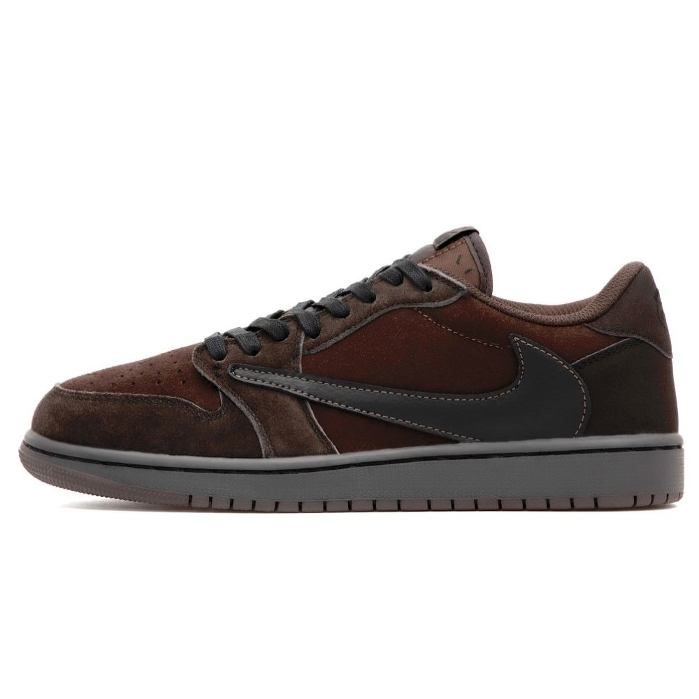 Чоловічі кросівки Nike Air Jordan 1 Low x Travis Scott Velvet Brown Dark Mocha DM7866-202, коричневі джордан Тревіс Скотт Retro