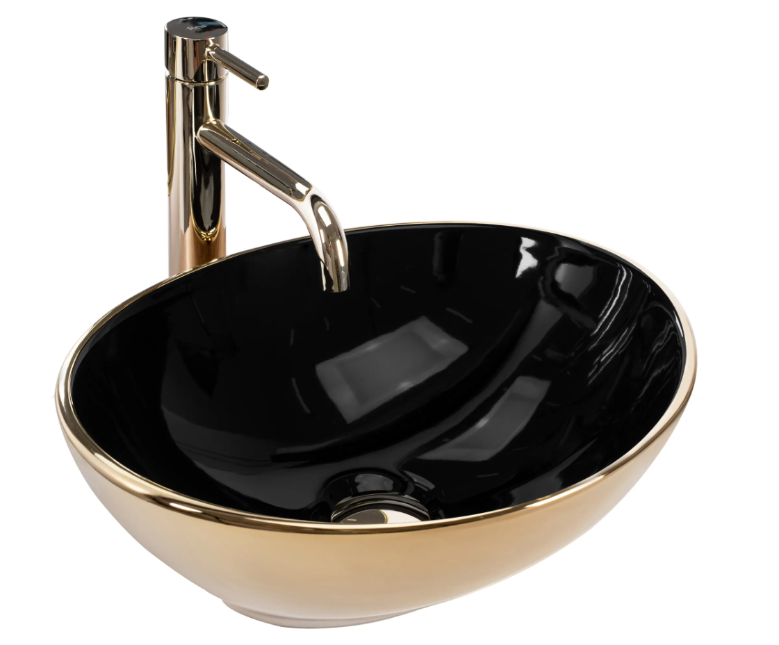 Умивальник (раковина) REA SOFIA GOLD BLACK накладний, фото 1
