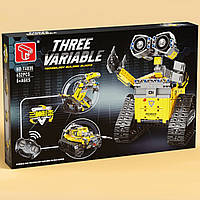 Детский конструктор на радиоуправлении Wanzhi Building Blocks WALL-E Three Variable T4035, 632 деталей Желтый