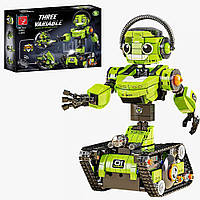 Детский конструктор на радиоуправлении Wanzhi Building Blocks WALL-E Three Variable T4036, 856 деталей Зеленый