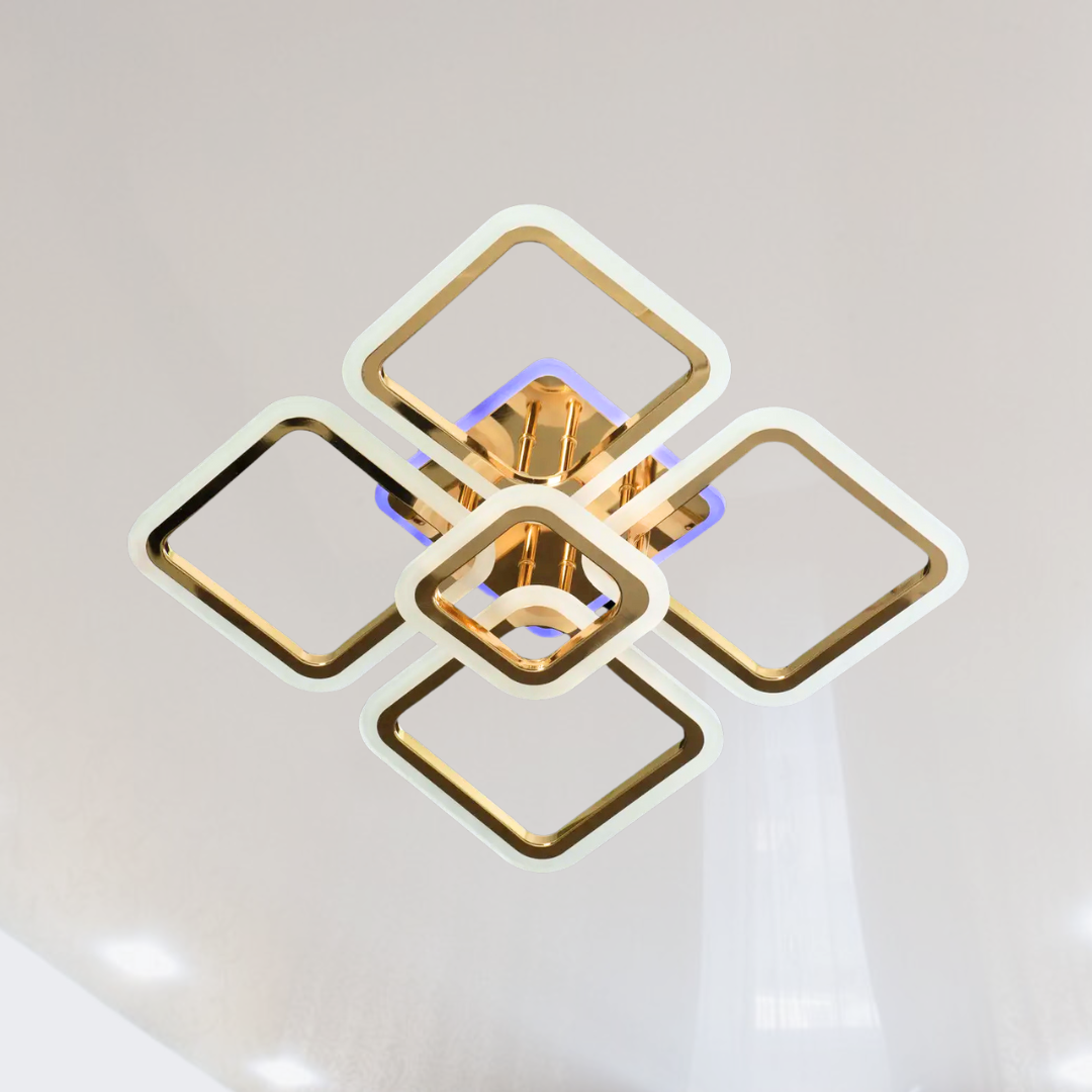Led люстра з підсвічуванням SVET 130W до 25 кв.м колір Золото SY-5330/4+1 GD+RGB