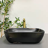 Умивальник (раковина) VBI RAVENNA BLACK STONE MATT накладний, фото 3