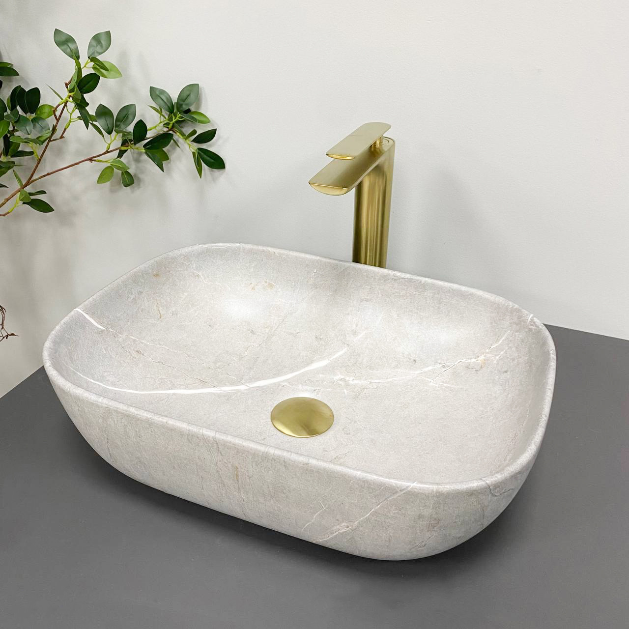 Умивальник (раковина) VBI RAVENNA GREY STONE MATT накладний, фото 1