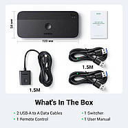 Перемикач кабелів пристроїв між двома комп'ютерами 2 In 4 Out UGREEN USB3.0 5Gbps Sharing Switch (сірий), фото 11