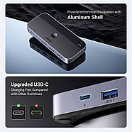 Перемикач кабелів пристроїв між двома комп'ютерами 2 In 4 Out UGREEN USB3.0 5Gbps Sharing Switch (сірий), фото 8