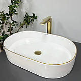 Умивальник (раковина) VBI VERONA 60 WHITE GOLD EDGE накладний, фото 4