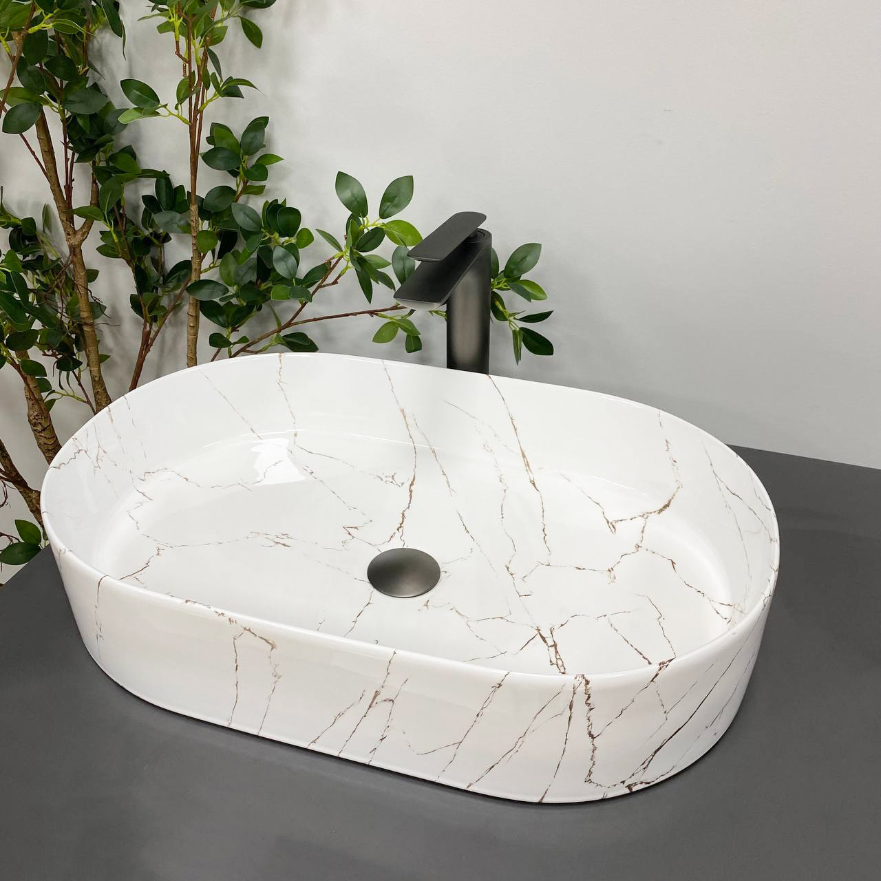 Умивальник (раковина) VBI VERONA 60 GOLD MARMO GLOSSY накладний, фото 1