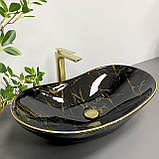 Умивальник (раковина) VBI TURIN MARBLE BLACK GLOSSY накладний, фото 3