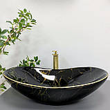 Умивальник (раковина) VBI TURIN MARBLE BLACK GLOSSY накладний, фото 5