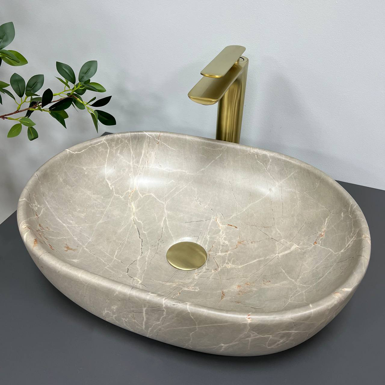 Умивальник (раковина) VBI MODENA S BEIGE STONE MATT накладний, фото 1