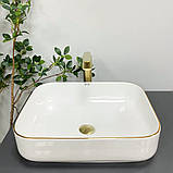 Умивальник (раковина) VBI PALERMO WHITE GOLD EDGE накладний, фото 4