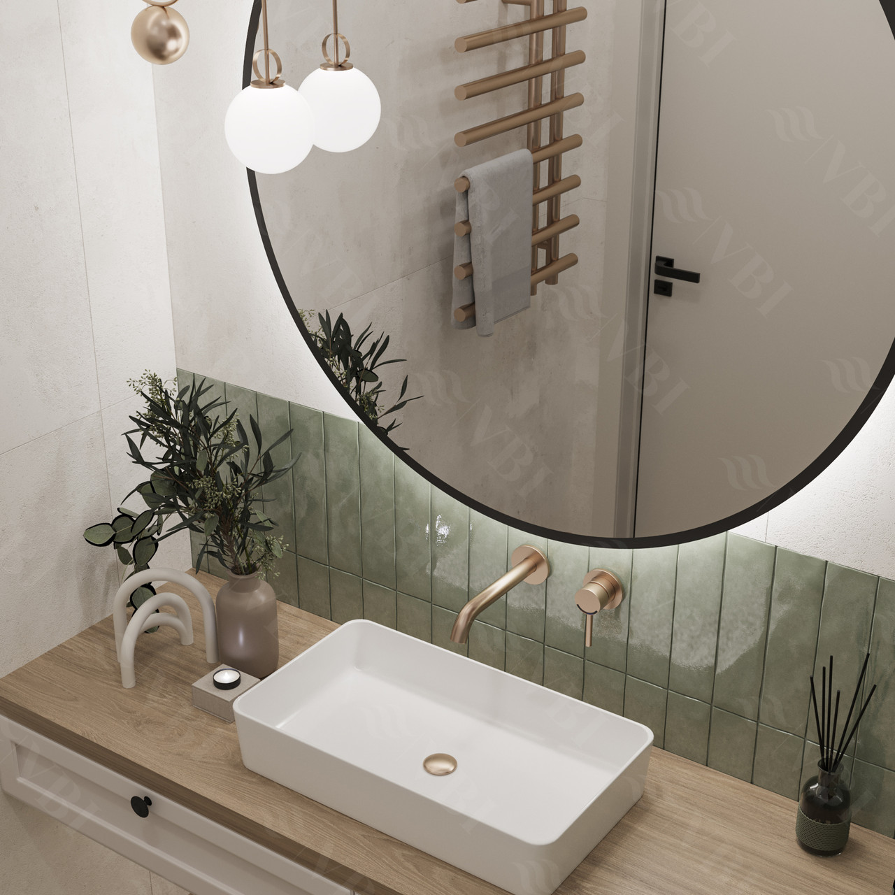 Умивальник (раковина) VBI TRIEST WHITE накладний, фото 1