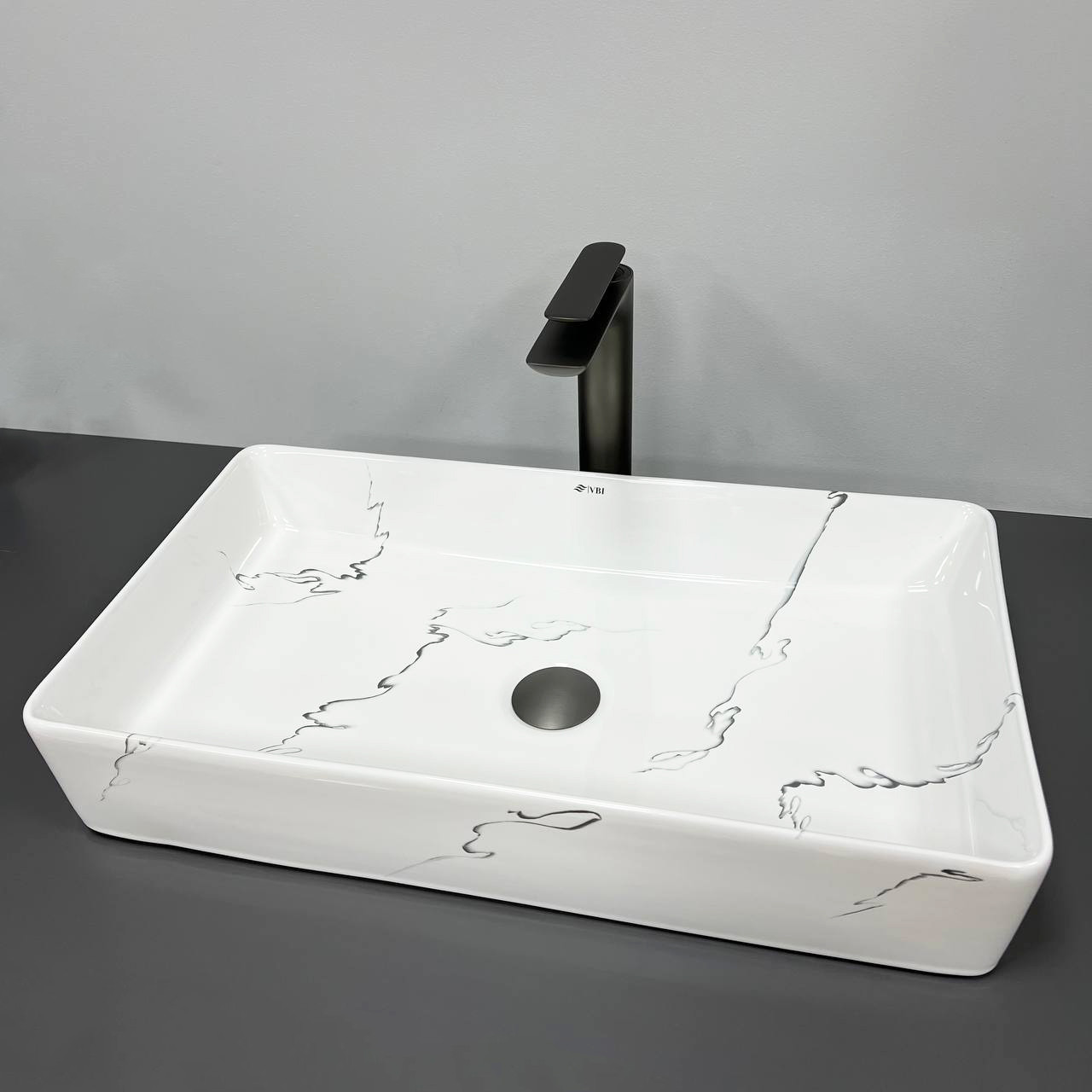 Умивальник (раковина) VBI TRIEST MARMO GLOSSY накладний, фото 1