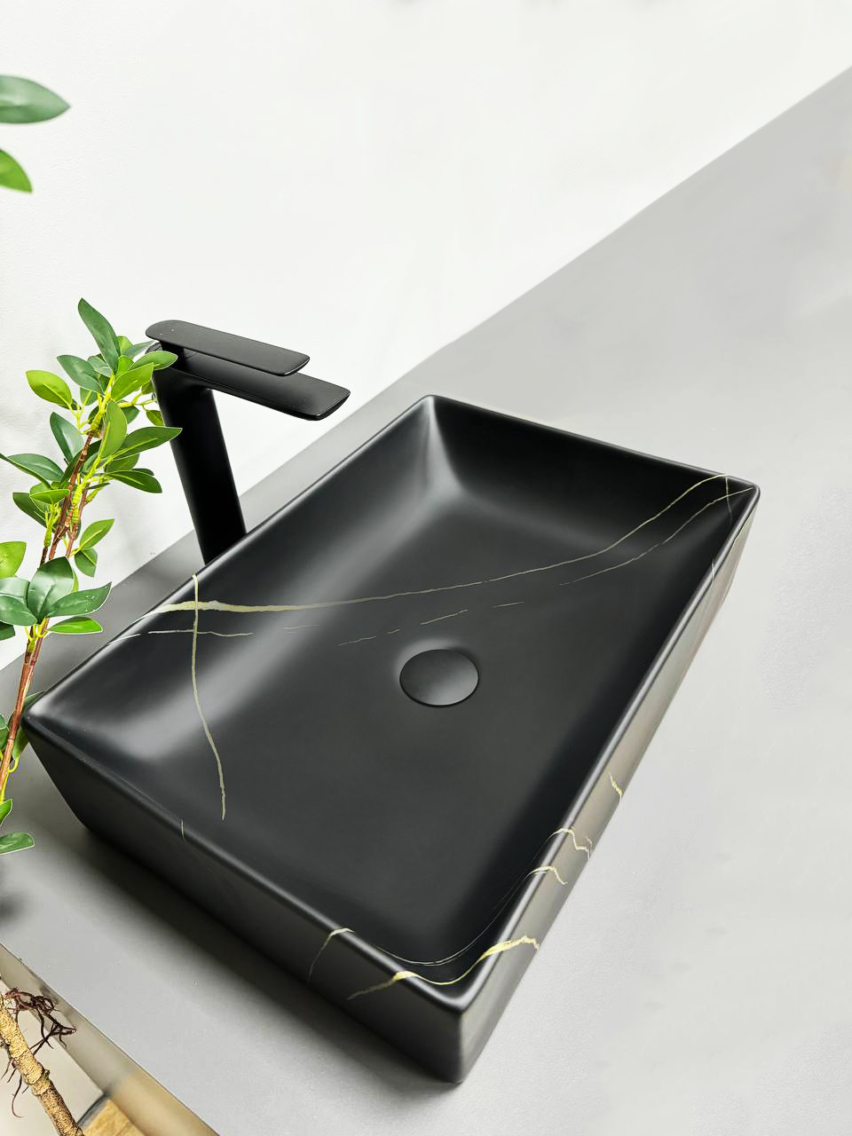 Умивальник (раковина) VBI LATINA BLACK STONE MATT накладний, фото 1
