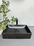 Умивальник (раковина) VBI LATINA BLACK STONE MATT накладний, фото 3
