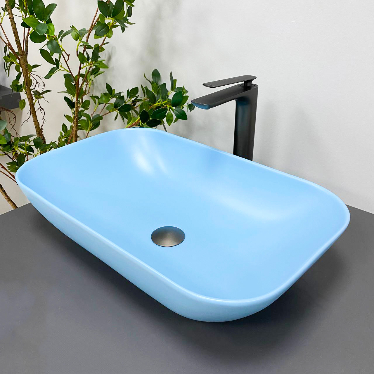 Умивальник (раковина) VBI AVEZZANO BLUE MATT накладний, фото 1