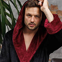 Теплий турецький домашній чоловічий халат з капюшоном від виробника білий, Халати для лазні чоловічі, фото 5