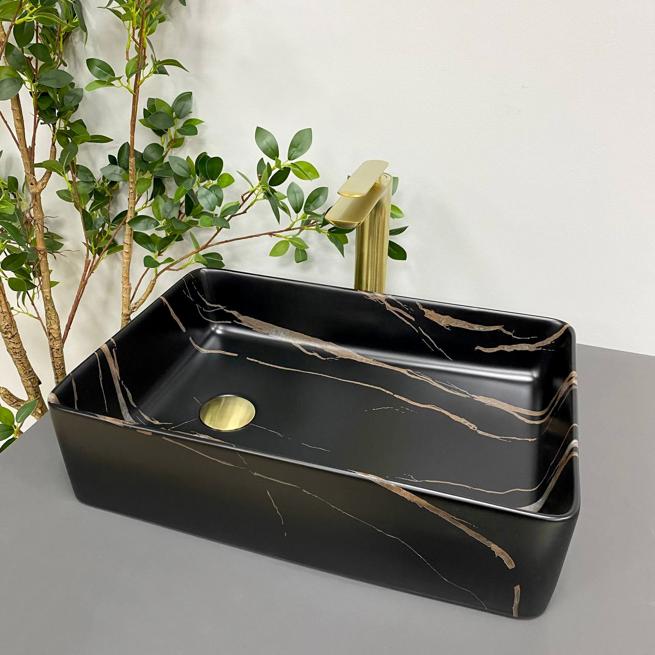 Умивальник (раковина) VBI VELLETRI BLACK STONE MATT накладний, фото 1