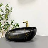 Умивальник (раковина) VBI VALIANO MARBLE BLACK MATT накладний, фото 3