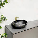 Умивальник (раковина) VBI VALIANO MARBLE BLACK MATT накладний, фото 6