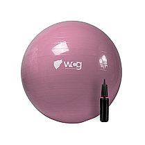 М'яч для фітнесу (фітбол) WCG 55 Anti-Burst 250кг Pale Pink + насос, фото 3