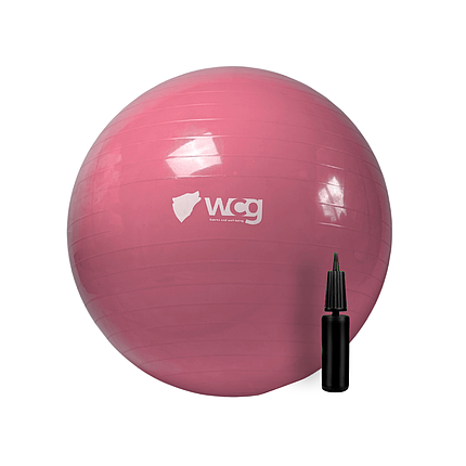 М'яч для фітнесу (фітбол) WCG 65 Anti-Burst 250кг Персиковий + насос, фото 1