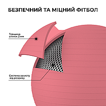 М'яч для фітнесу (фітбол) WCG 65 Anti-Burst 250кг Персиковий + насос, фото 3