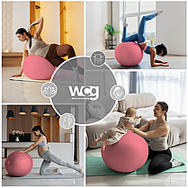 М'яч для фітнесу (фітбол) WCG 65 Anti-Burst 250кг Персиковий + насос, фото 6