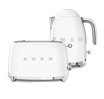 Набір тостерів і чайників Smeg Retro Series - Матовий білий - Модель TSF01WHMEU + KLF03WHMEU