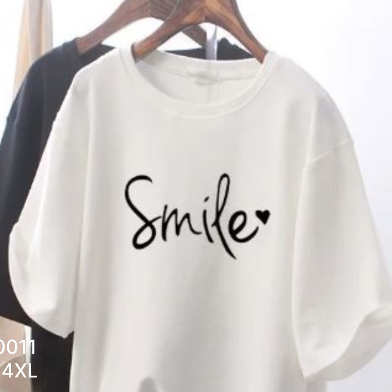 Біла жіноча футболка норма "Smile " Розмір: 46,48,50,52,54 (21280-1)