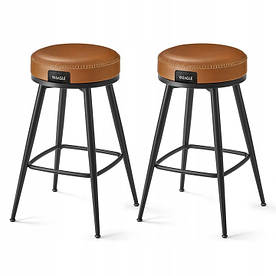 Набір з 2 табуретів, що обертаються на 360°, масивні барні стільці EKHO коричневого кольору, 65 см.