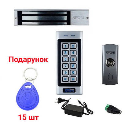 Комплект контролю доступу з магнітним замком для важких металевих дверей SEVEN KA-7801, фото 1