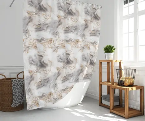 Штора для ванної Tropik mramor 240×200 см, водовідштовхувальна, поліестер, з кільцями (Туреччина)