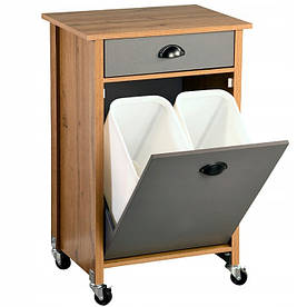 Кухонна шафа на коліщатках + сміттєві кошики, ящик KESPER, коричневий візок