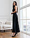Красиве нарядне довге вечірнє плаття з костюмної тканини Mona, чорне, фото 5