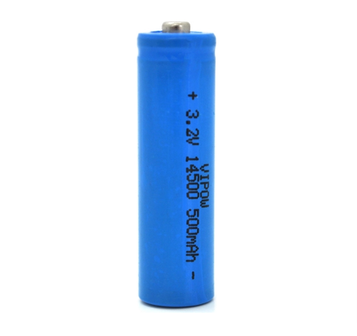 Літій-залізо-фосфатний акумулятор 14500 Lifepo4 Vipow IFR14500 TipTop, 500 mA/h, 3.2V, Blue Q50/500