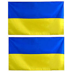 Комплект 2шт Великий прапор України 135х90 см, Синьо-жовтий / Тканинний Прапор на стіну / Прапор з кишенею
