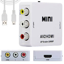 Конвертер відеосигналу з AV в HDMI, 1080P, з USB / Перехідник адаптер для відео / Відео-аудіо адаптер для тв