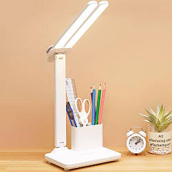 Настільна лампа з двома плафонами та органайзером, від USB, Bailong BL-3302 / Акумуляторний світильник