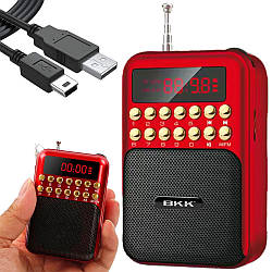 Кишеньковий міні радіоприймач FM/MP3, з USB, B872 / Портативне радіо цифрове / ФМ радіо з акумулятором