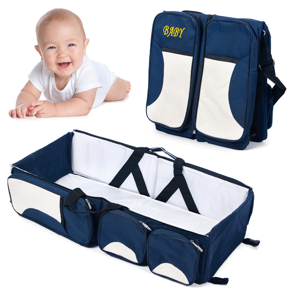 Розкладна переноска-ліжко для немовлят, 76х37х20см, до 12 кг / Багатофункціональна сумка-ліжко для дітей, фото 1