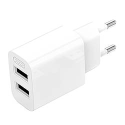Мережевий зарядний пристрій, 2хUSB, XO L109 / Зарядка для телефону / Адаптер живлення для заряджання телефону