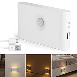 Настінний світильник з датчиком руху, від USB (9,8 х5,5см) Білий / Акумуляторний світильник на стіну