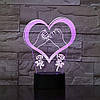 LED нічник на батарейках і USB / 3д світильник у формі серця / Світильник нічник з ефектом 3D, фото 2