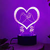 LED нічник на батарейках і USB / 3д світильник у формі серця / Світильник нічник з ефектом 3D, фото 5